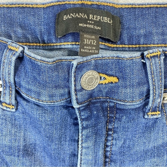 Banana Republic Jeans Women 12 Blue High Rise Slim Raw Hem Cropped Casual Denim - Picture 4 of 13